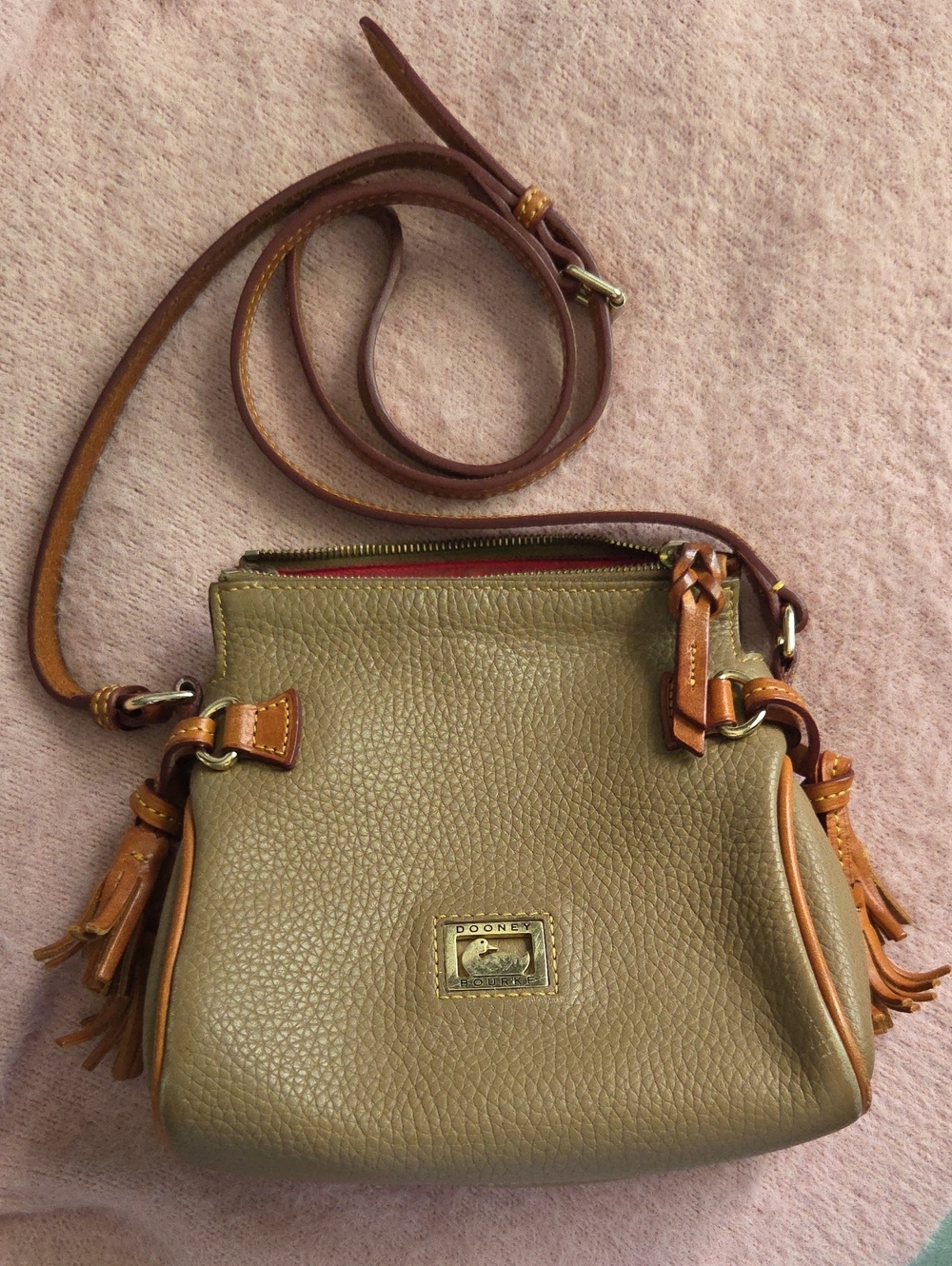 Dooney & Bourke Pebble Leather Crossbody with Tan Trim